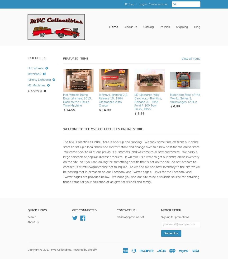 mvecollectibles.com shopify website screenshot