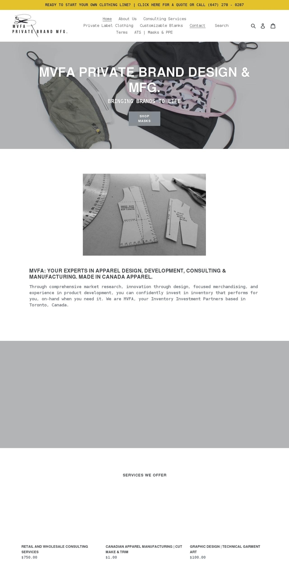 mvfa.ca shopify website screenshot