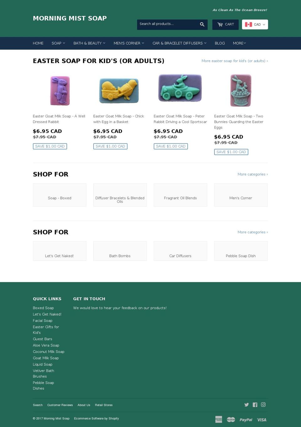 mvmorningmistsoap.com shopify website screenshot