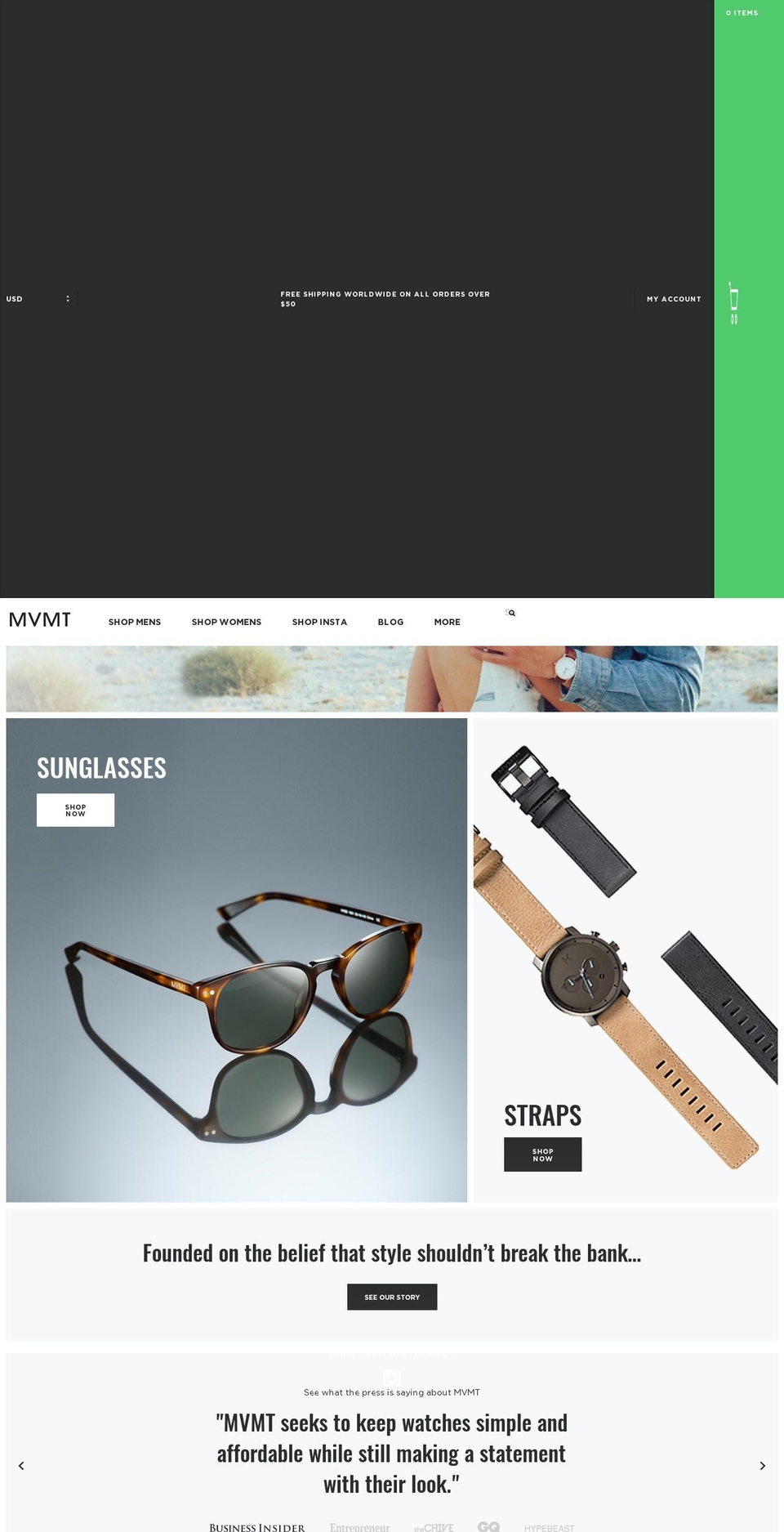mvmtwatches.us shopify website screenshot