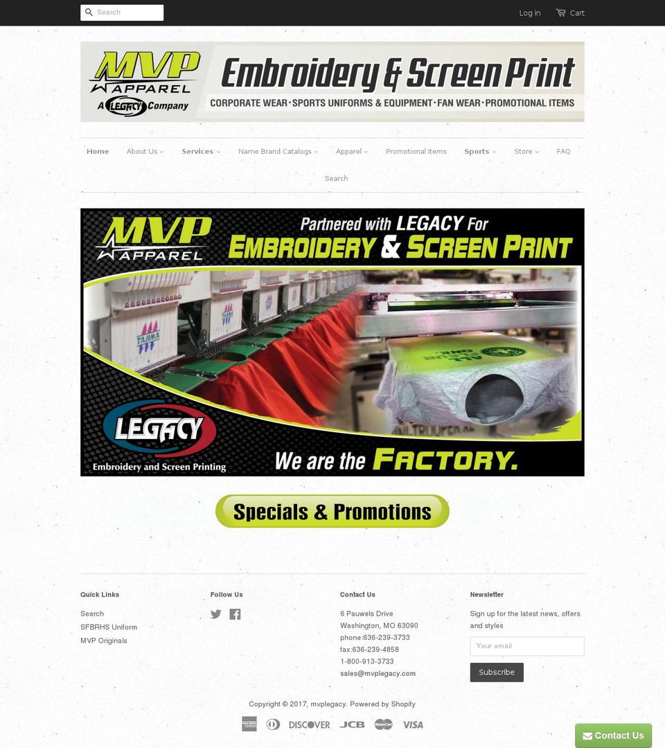 mvplegacy.com shopify website screenshot