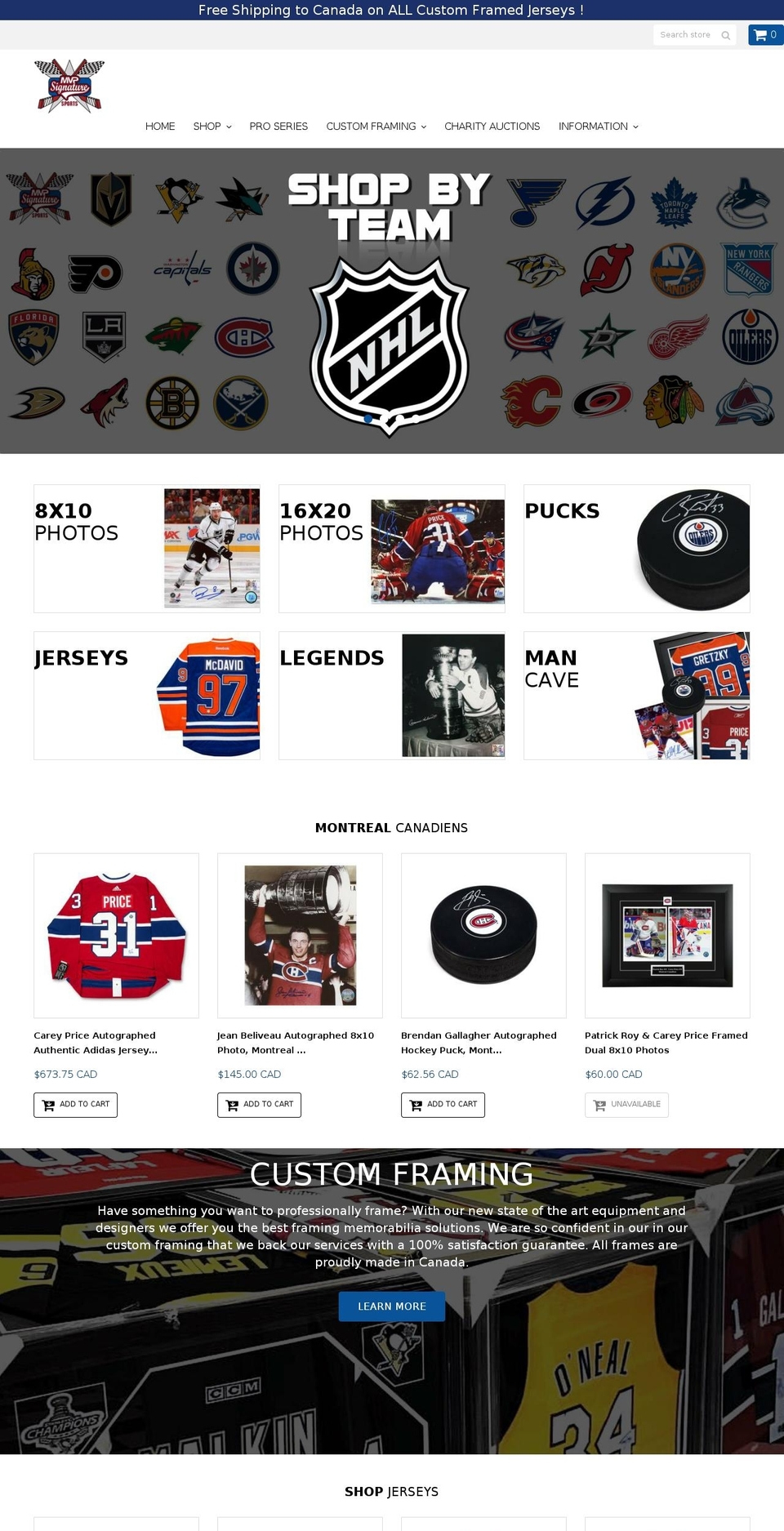mvpsignaturesports.com — Shopify storefront screenshot