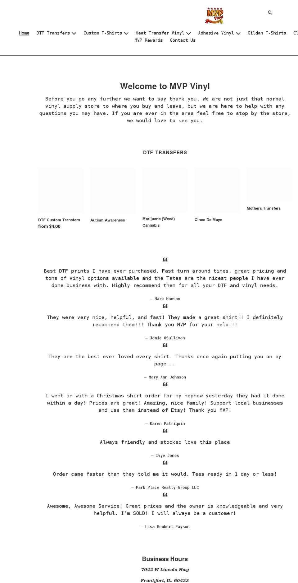 mvpsvinyl.com shopify website screenshot