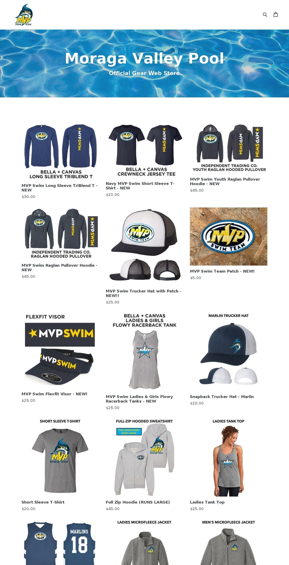mvpswimteamgear.com — Shopify storefront screenshot