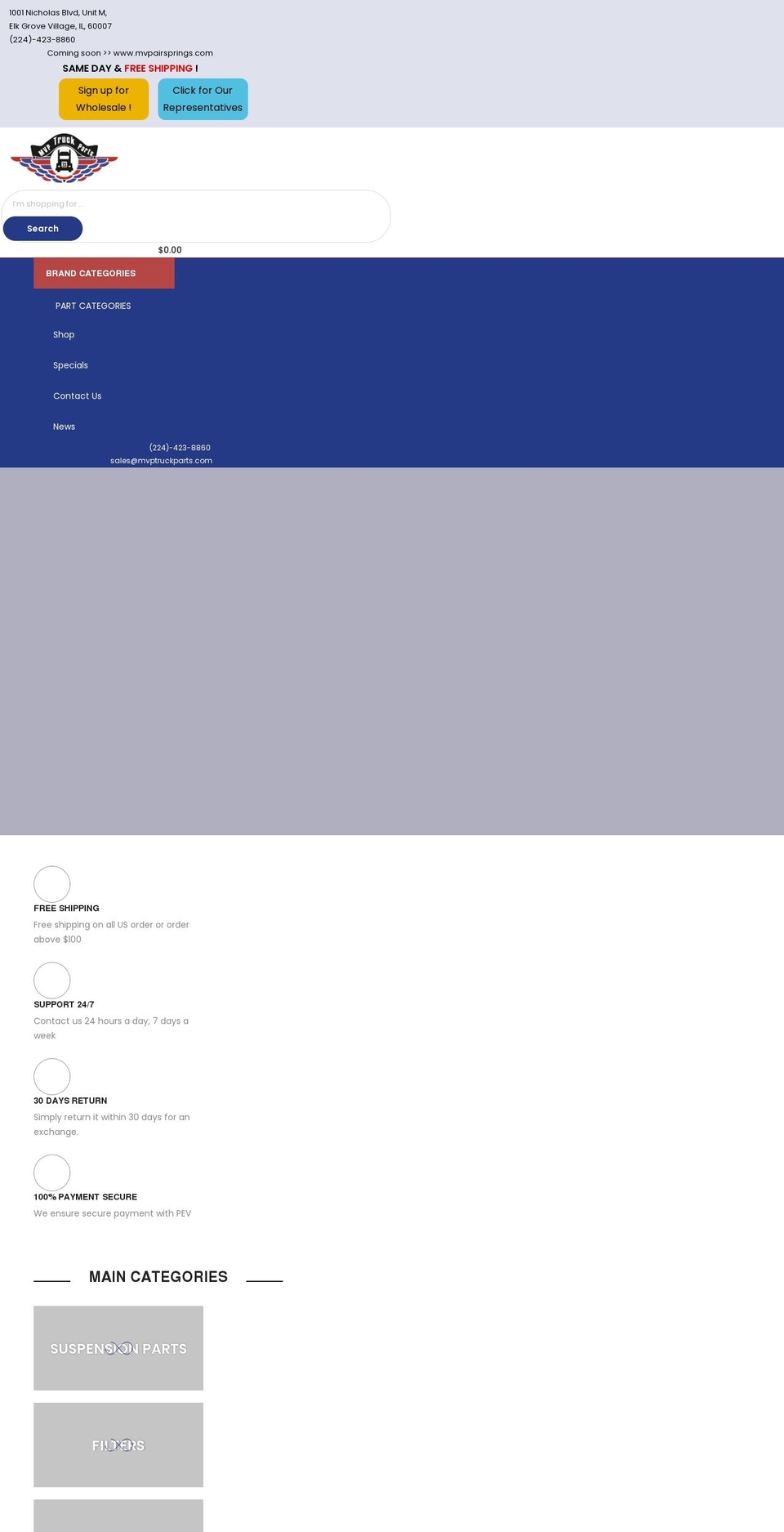 mvptruckparts.com shopify website screenshot