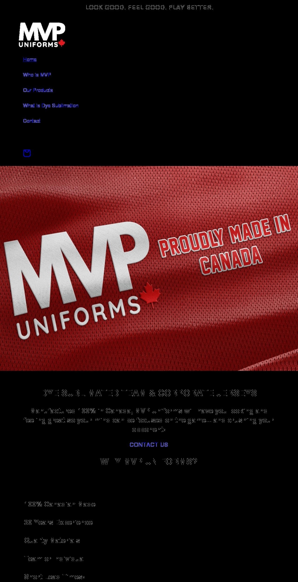mvpuniforms.com shopify website screenshot