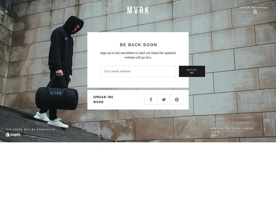 mvrkbags.com shopify website screenshot