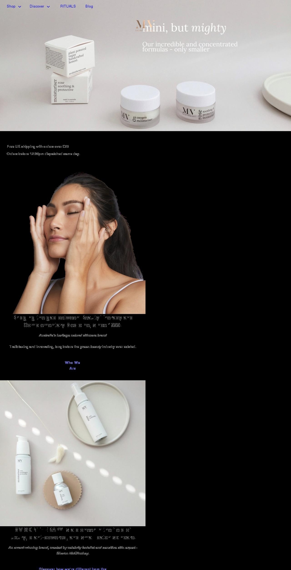 mvskintherapy.co.uk shopify website screenshot