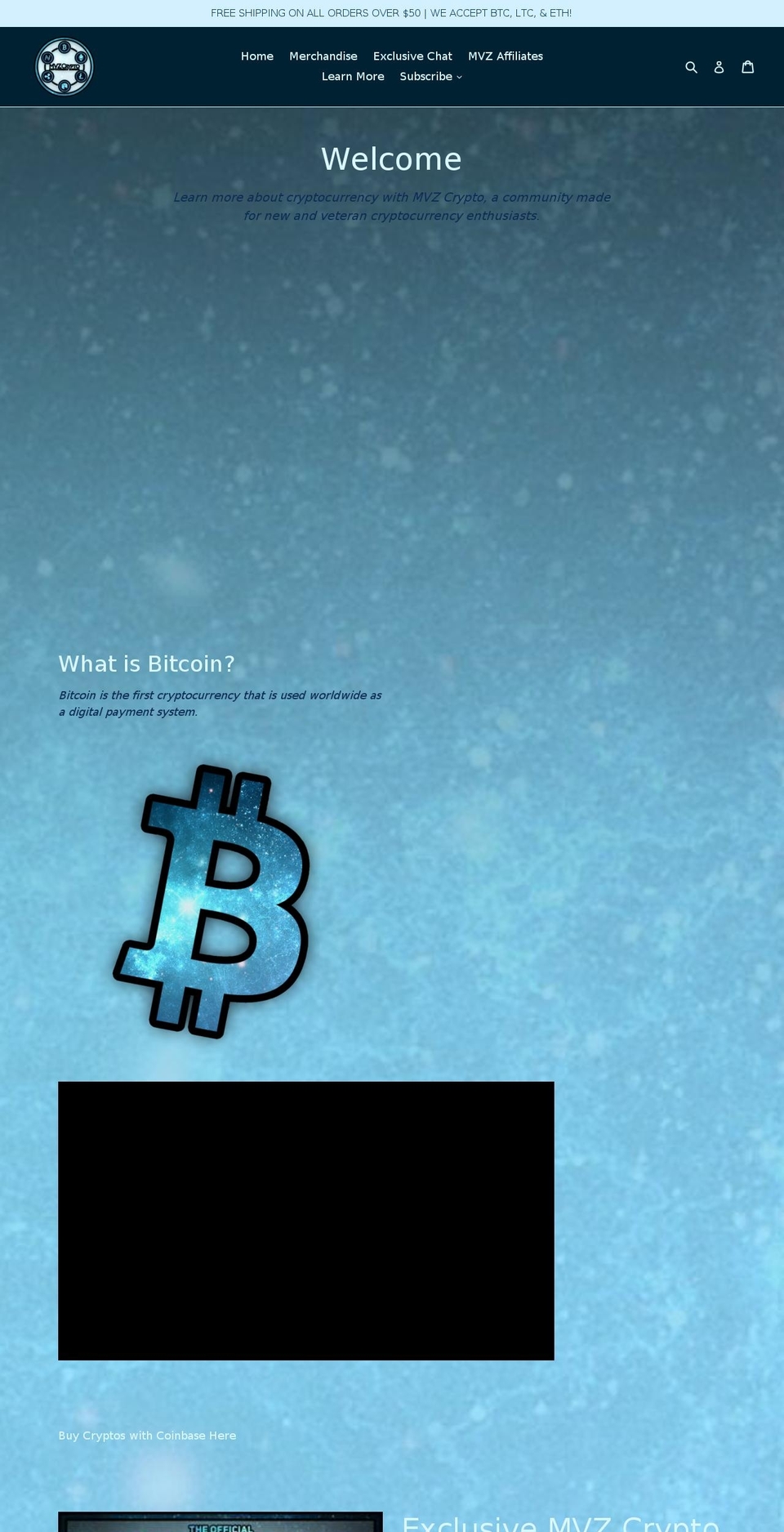 mvzcrypto.com shopify website screenshot