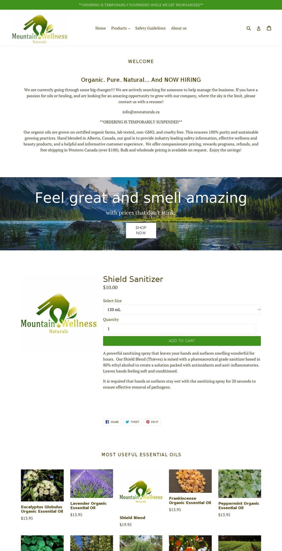 Sterling Shopify theme site example mwnaturals.ca