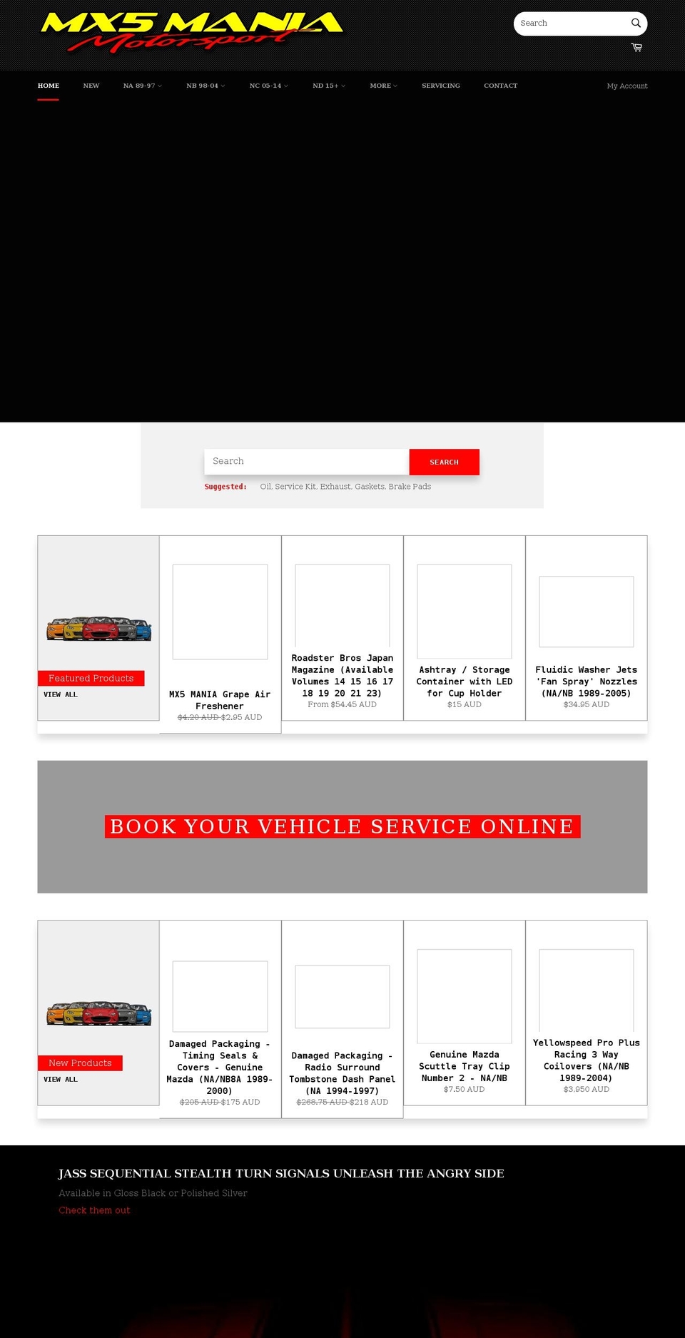 mx5mania.com.au shopify website screenshot