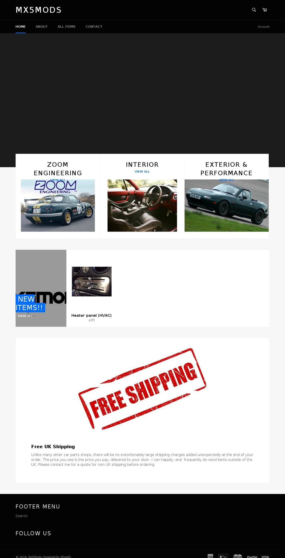 mx5mods.net shopify website screenshot