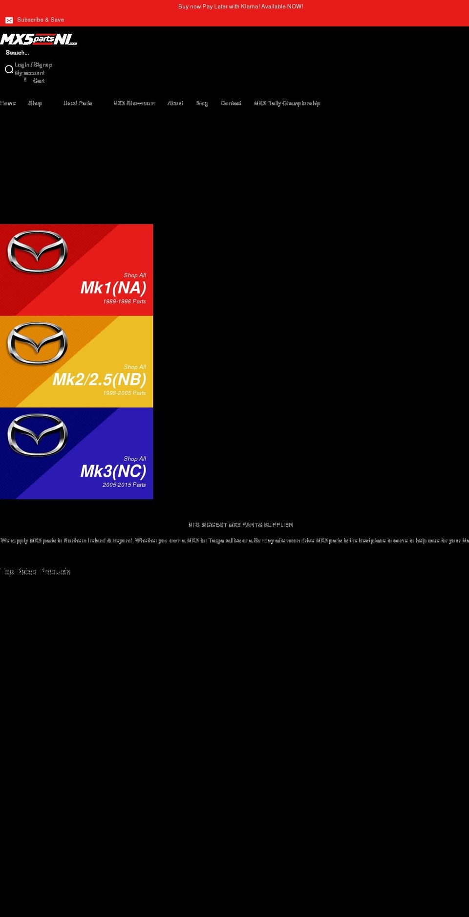 mx5partsni.com shopify website screenshot