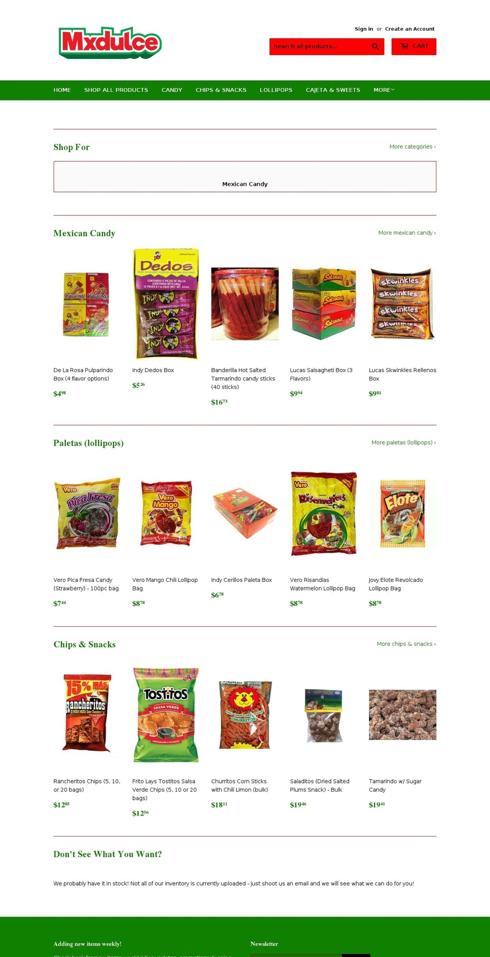 mxdulce.com — Shopify storefront screenshot