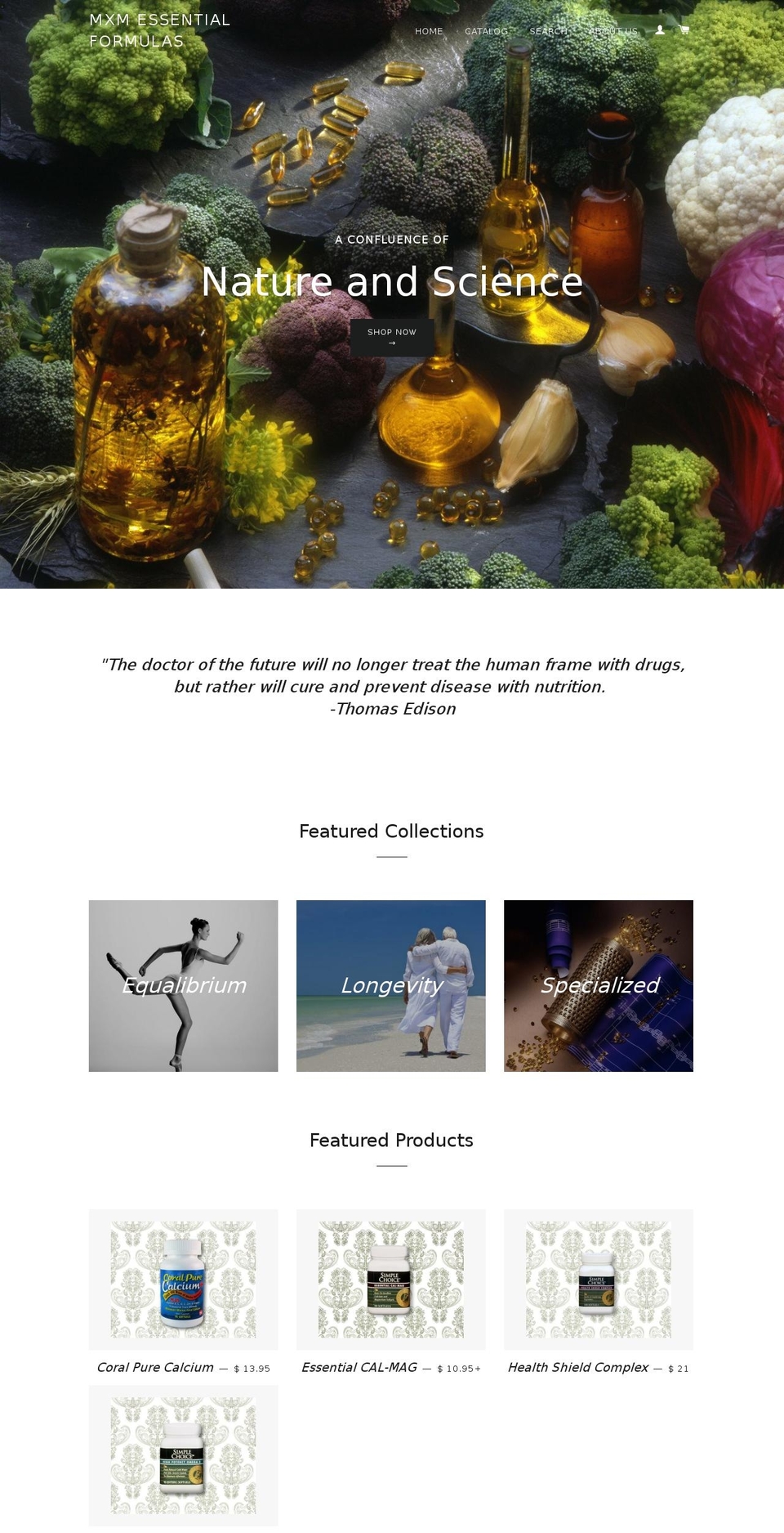 mxmessentialformulas.com shopify website screenshot