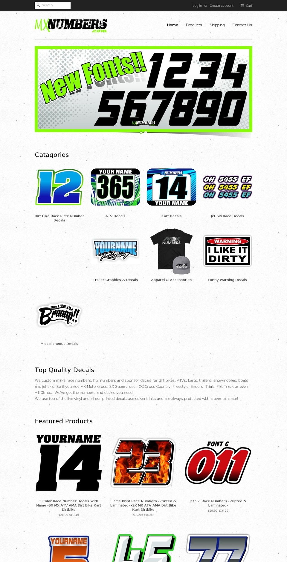 mxnumbers.com shopify website screenshot
