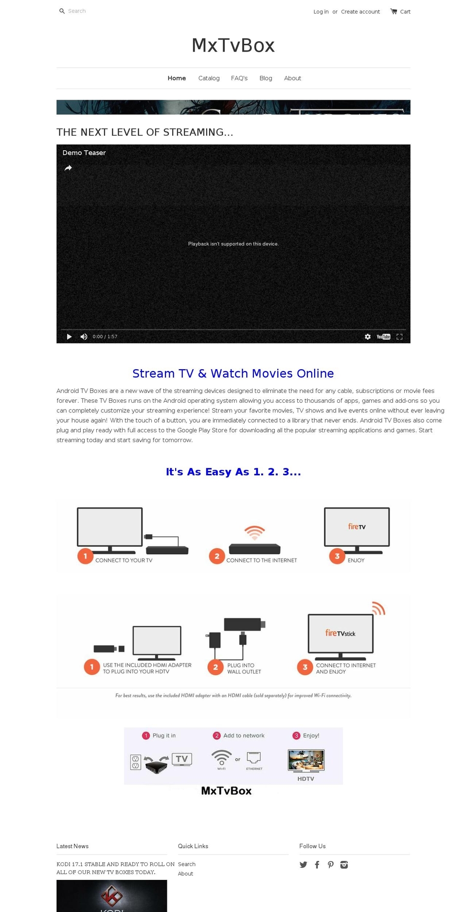 mxtvbox.com shopify website screenshot