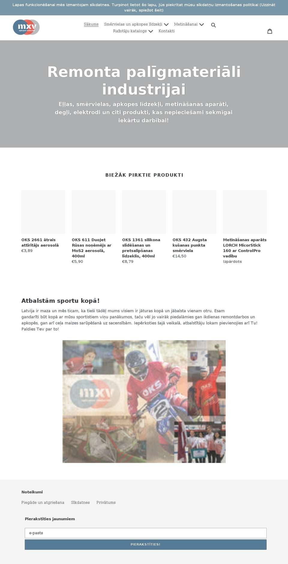 mxv.lv shopify website screenshot