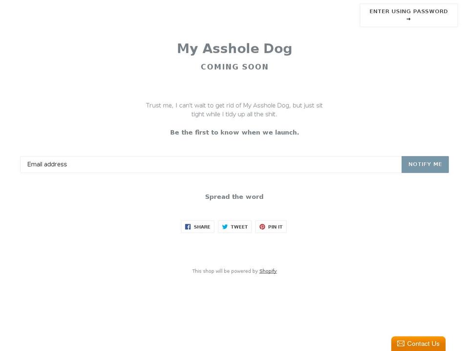 my-asshole-dog.com — Shopify storefront screenshot
