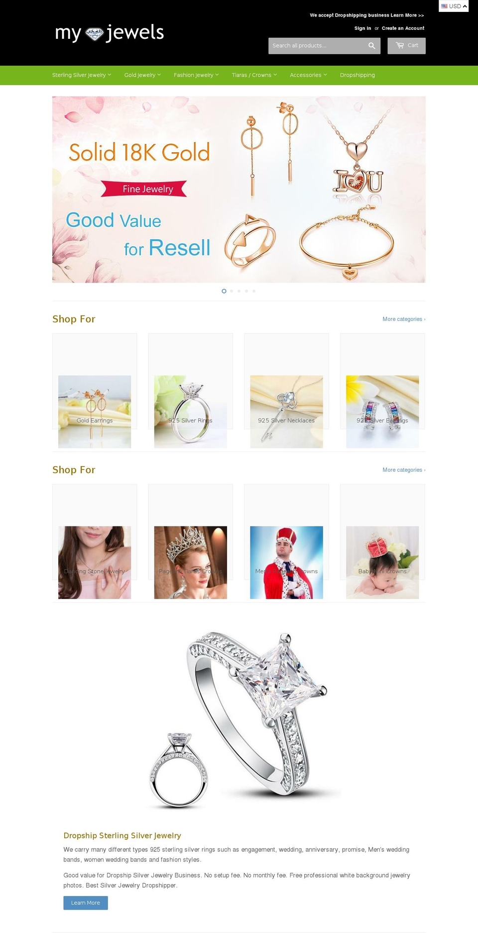 standard Shopify theme site example my-jewels.com