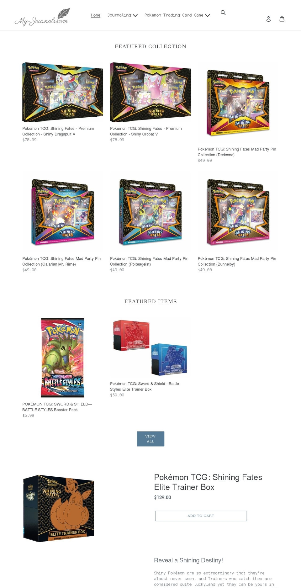 my-journals.com shopify website screenshot