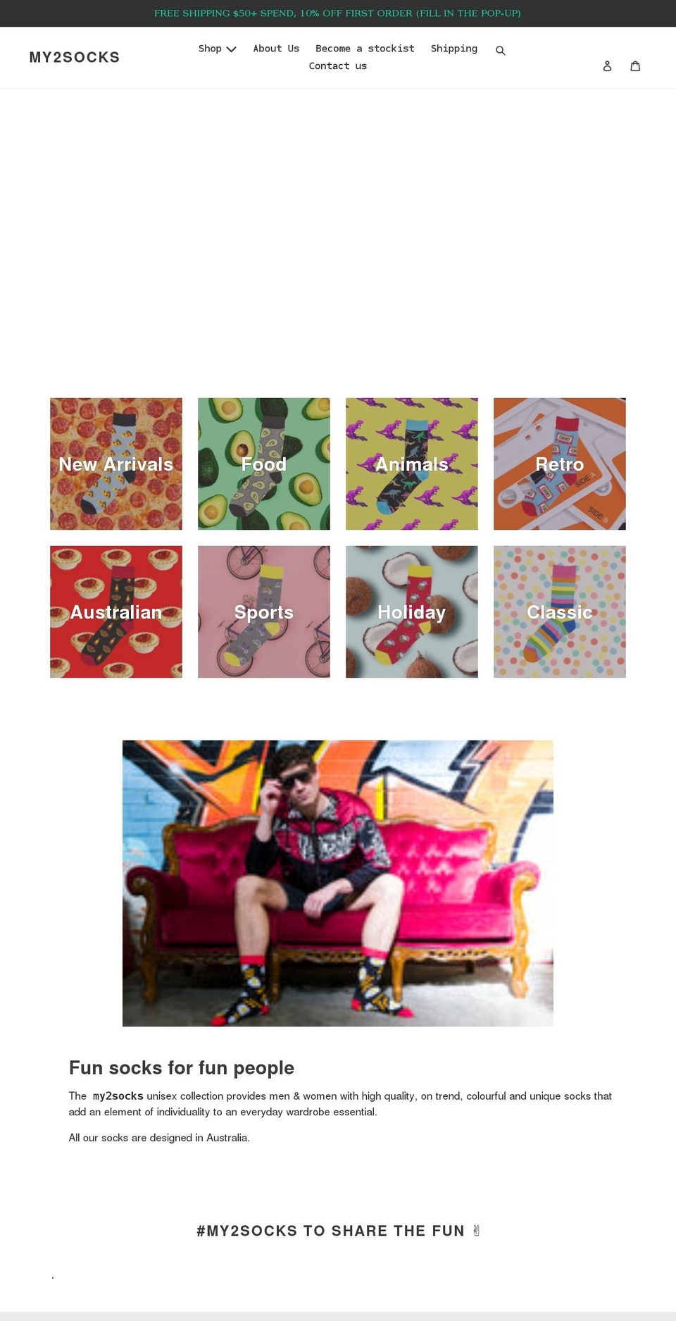 my2socks.com.au shopify website screenshot