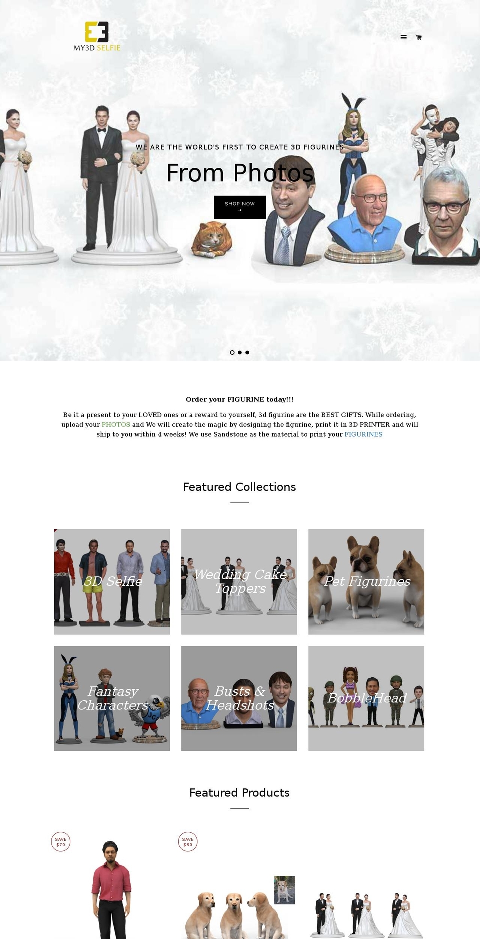 my3dselfies.myshopify.com shopify website screenshot