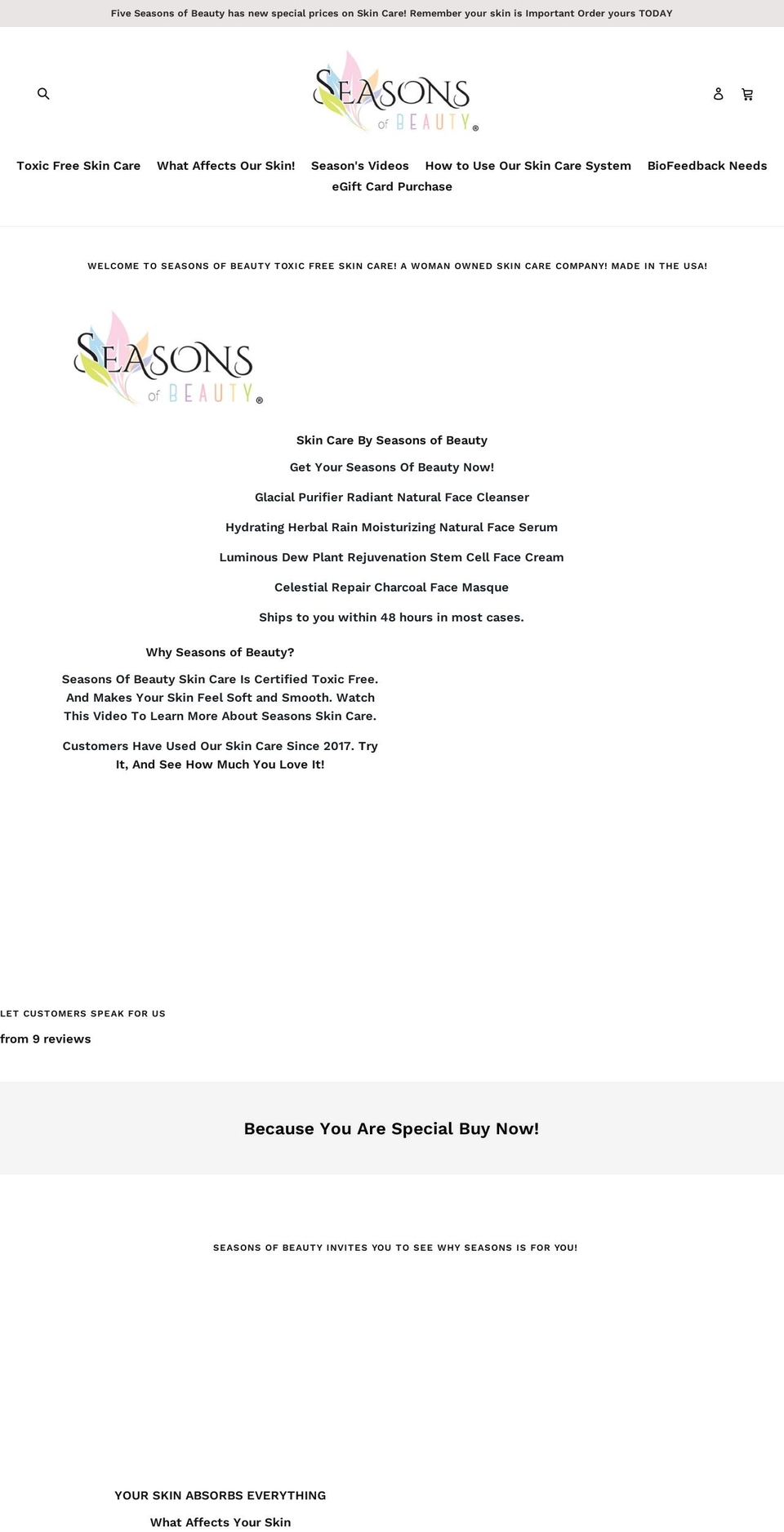 my5seasonsofbeauty.com — Shopify storefront screenshot
