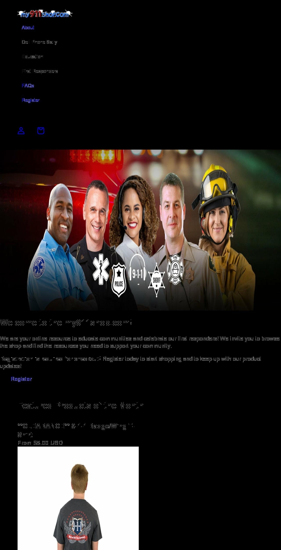 my911shop.com shopify website screenshot