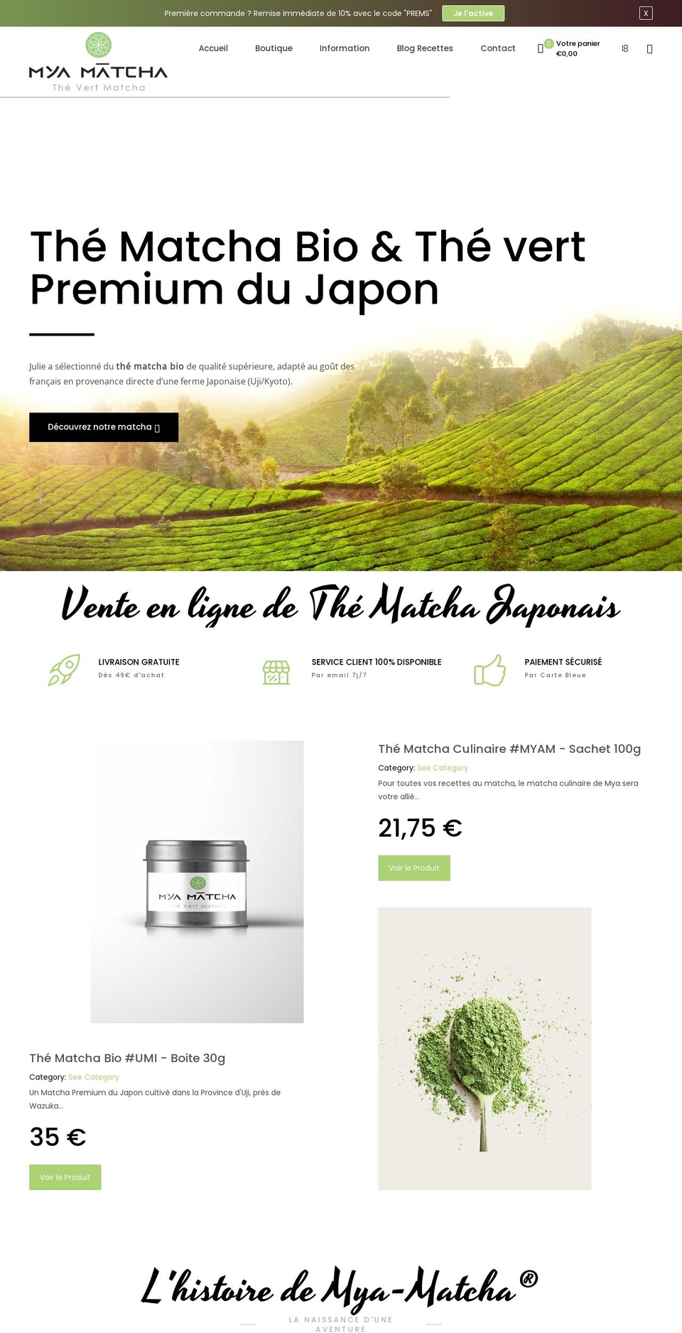 mya-matcha.fr shopify website screenshot