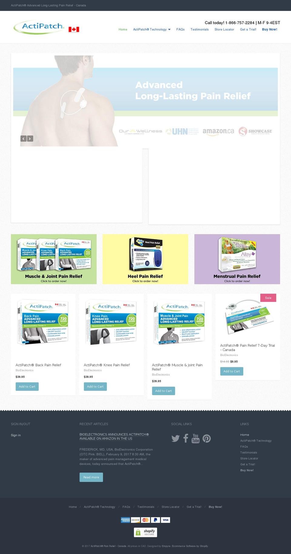 myactipatch.com shopify website screenshot