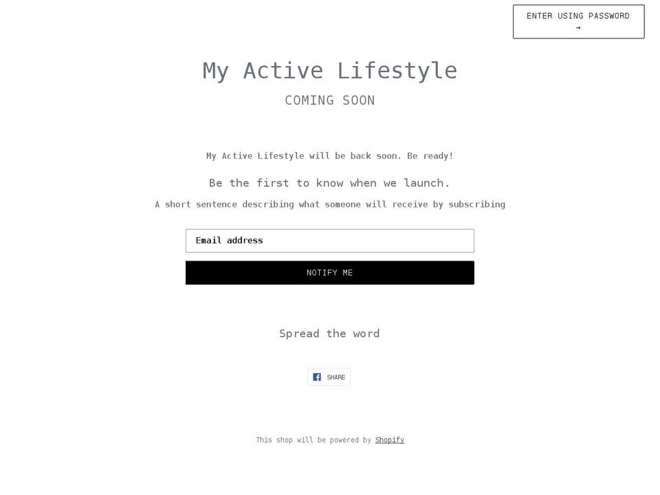 myactivelifestyle.net shopify website screenshot