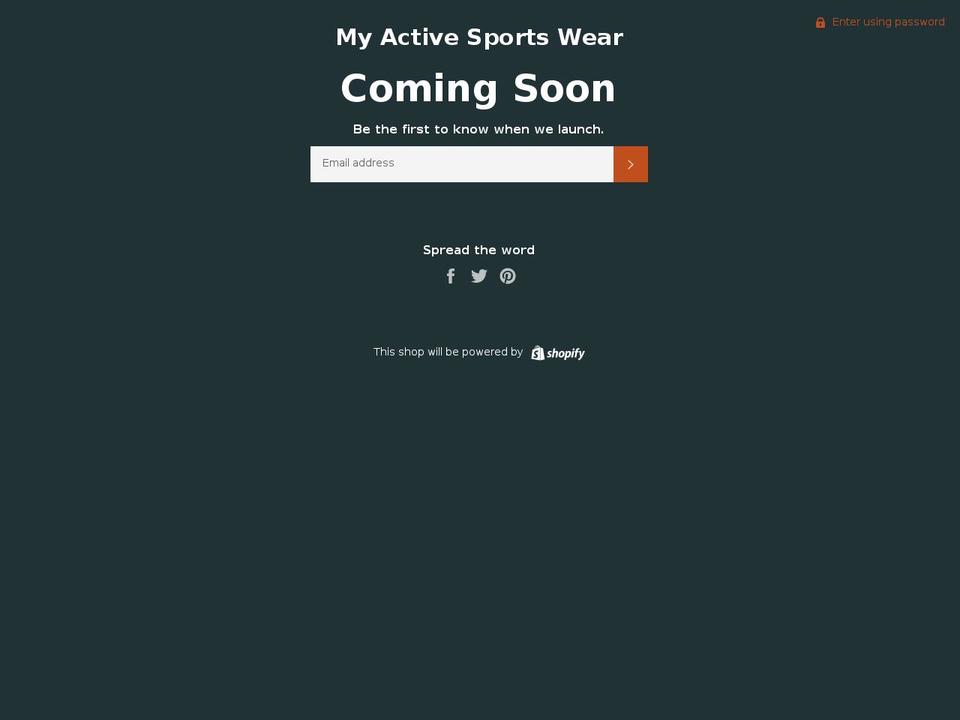 myactivesportswear.com — Shopify storefront screenshot