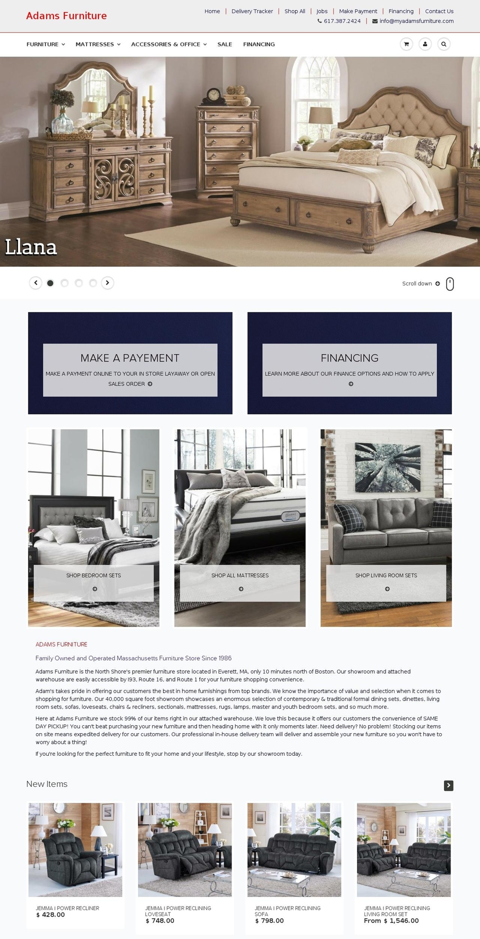 ShowTime Shopify theme site example myadamsfurniture.com