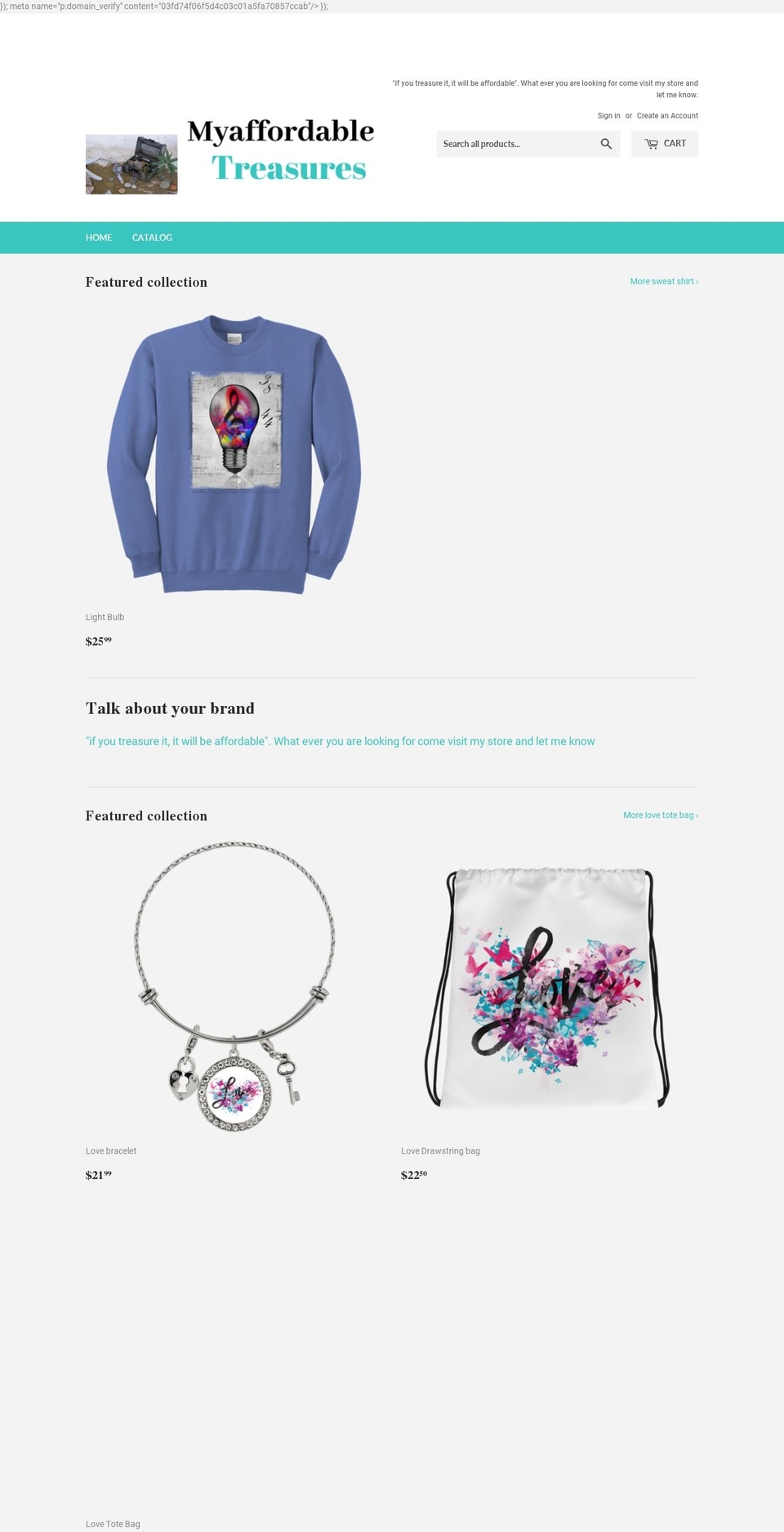 myaffordabletreasures.com — Shopify storefront screenshot
