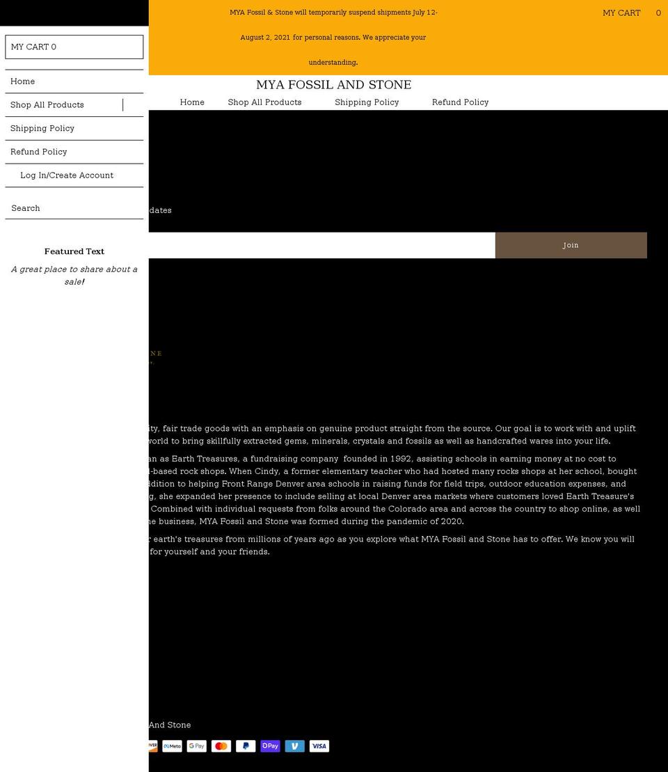 myafossilandstone.com shopify website screenshot
