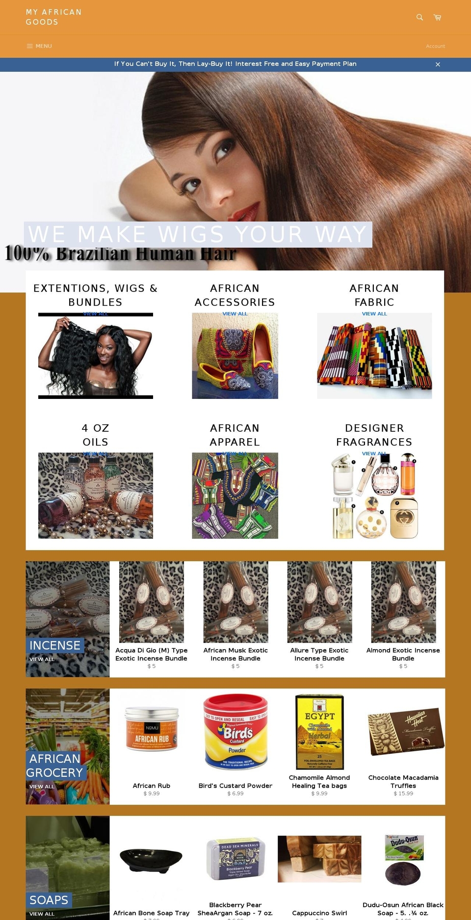 myafricangoods.com shopify website screenshot