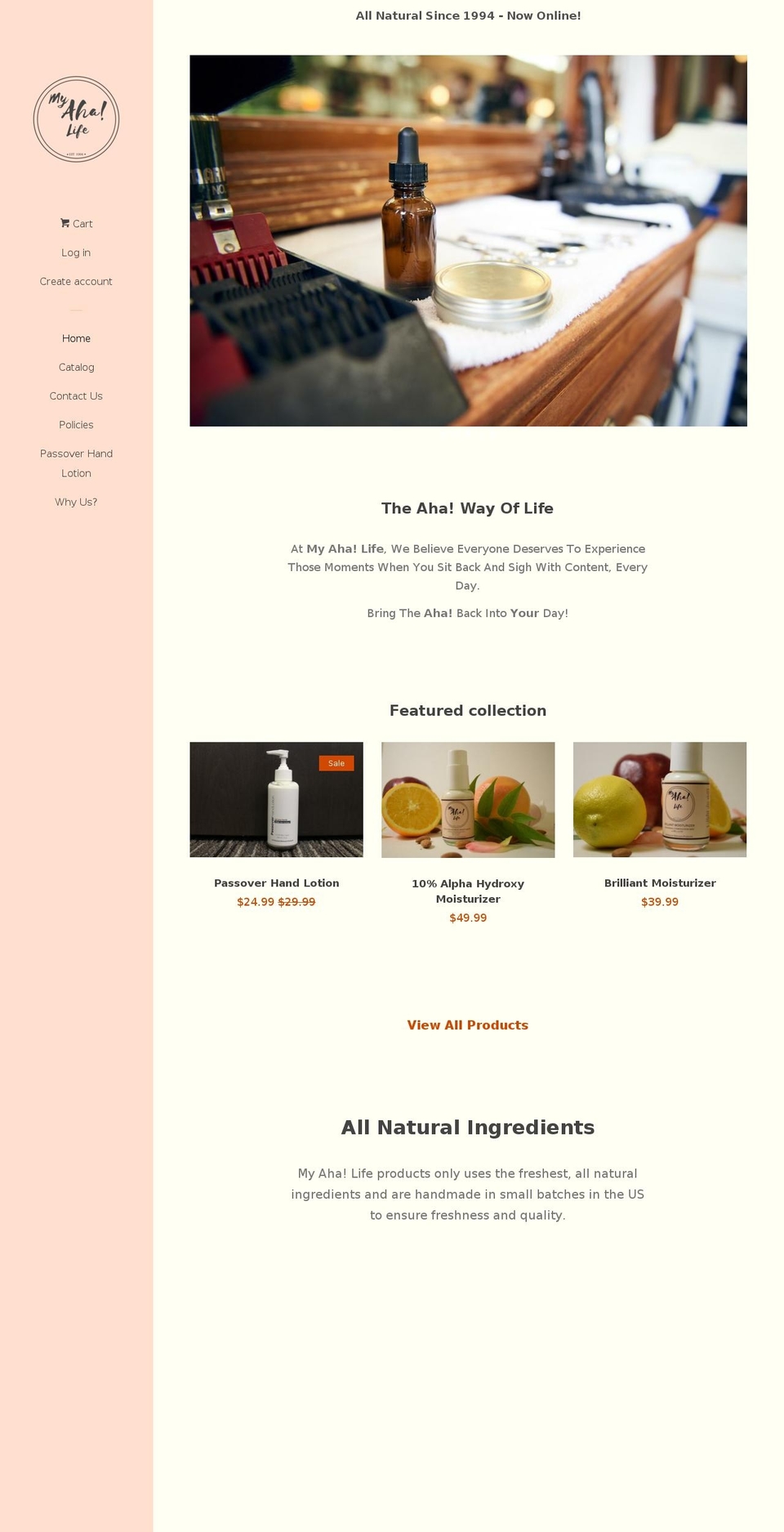 myahalife.com — Shopify storefront screenshot