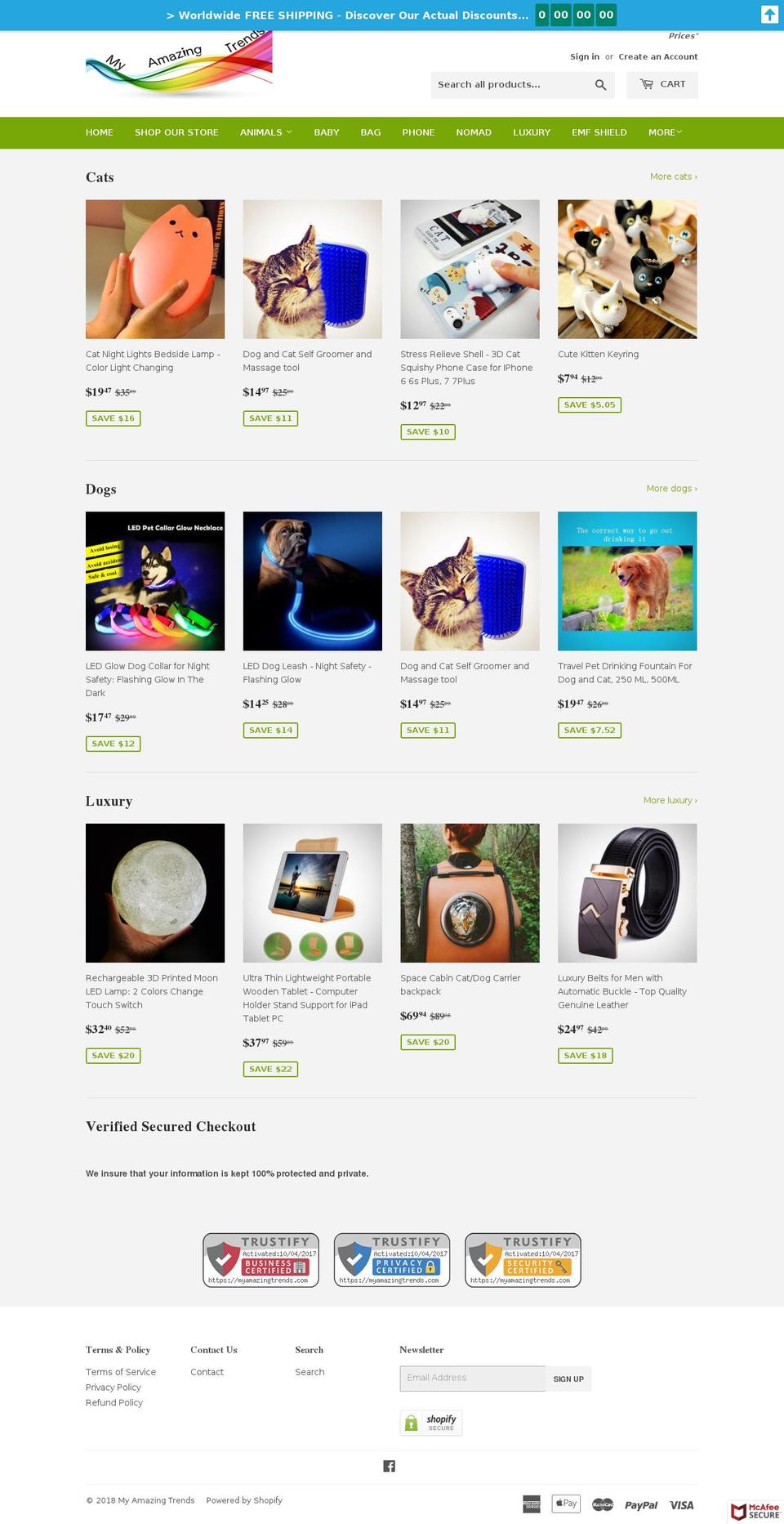 myamazingtrends.com — Shopify storefront screenshot