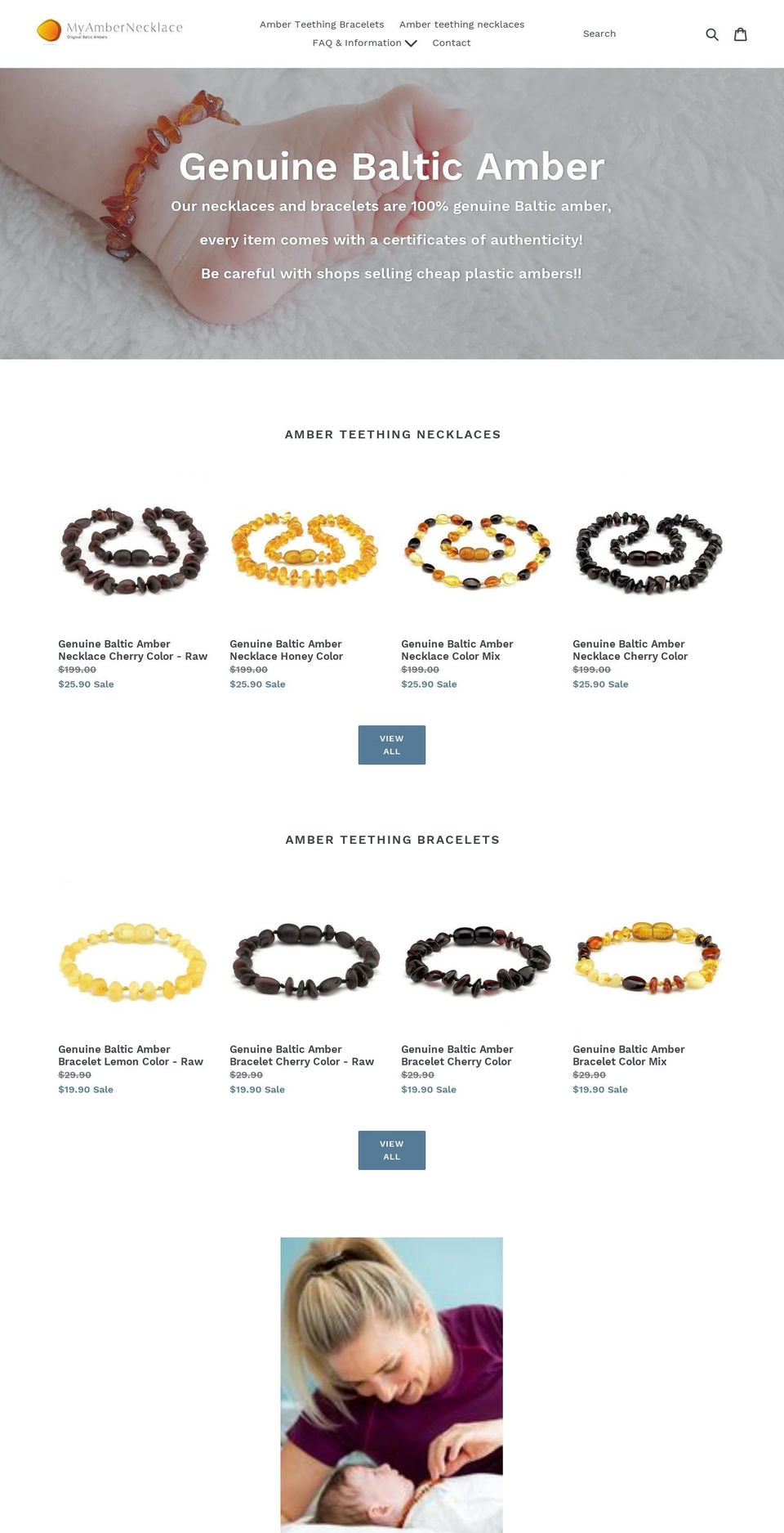 myambernecklace.com — Shopify storefront screenshot