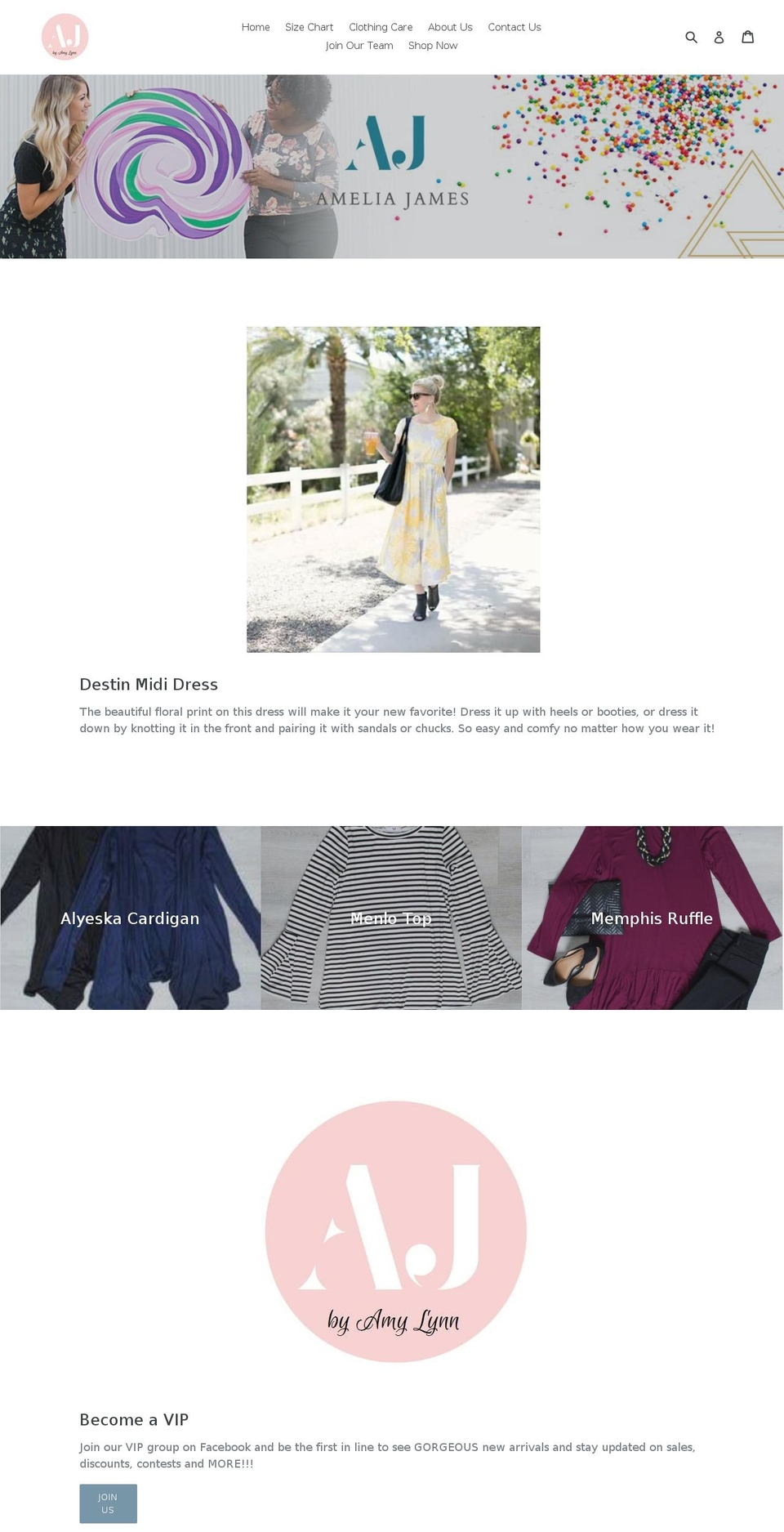 myameliajamesbyamylynn.com — Shopify storefront screenshot