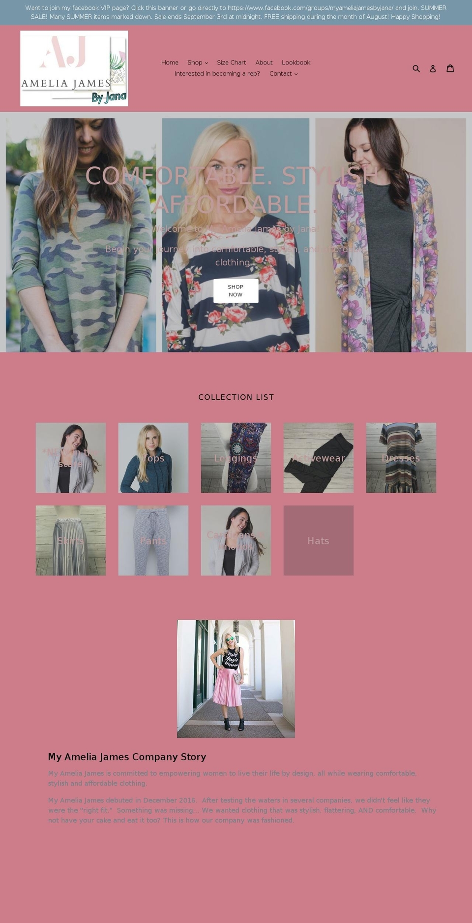 myameliajamesbyjana.com — Shopify storefront screenshot
