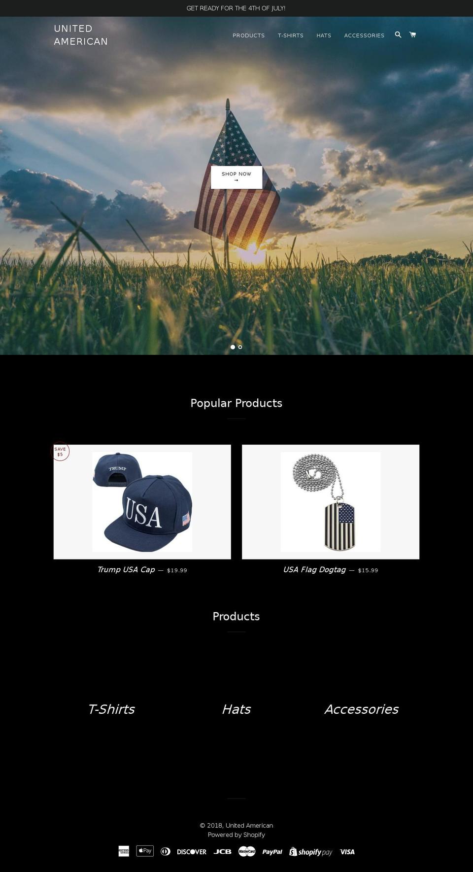 myamericanow.com — Shopify storefront screenshot