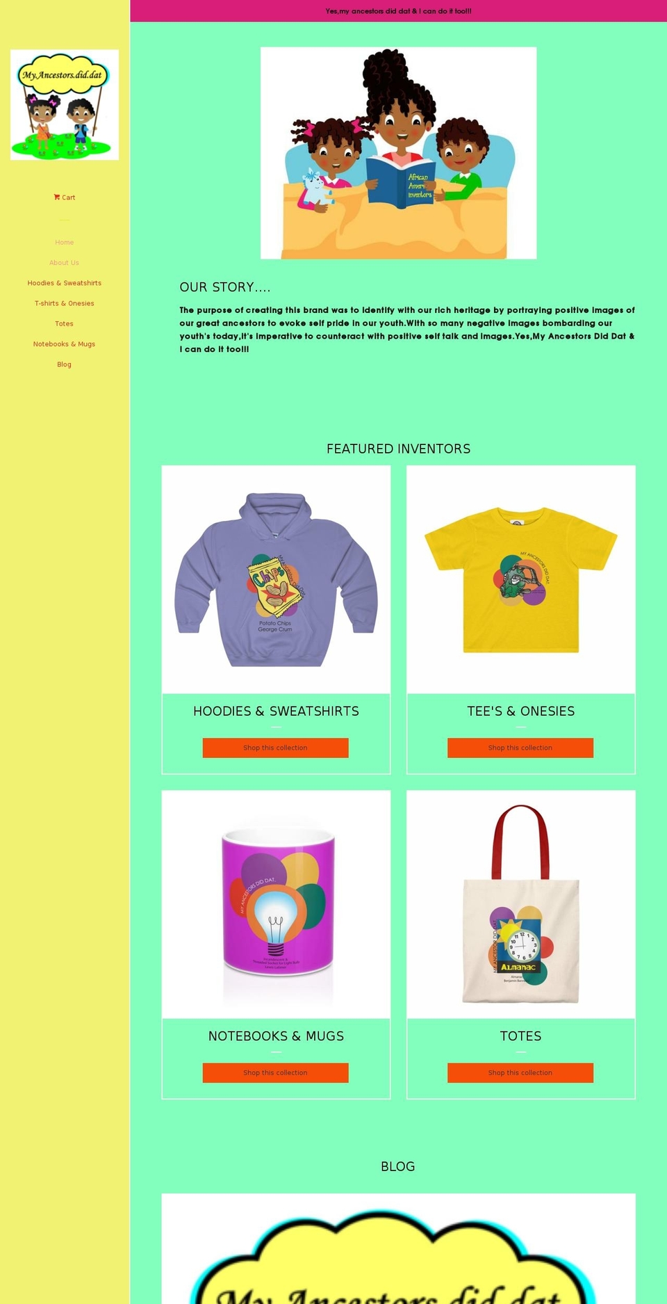 myancestorsdiddat.com — Shopify storefront screenshot