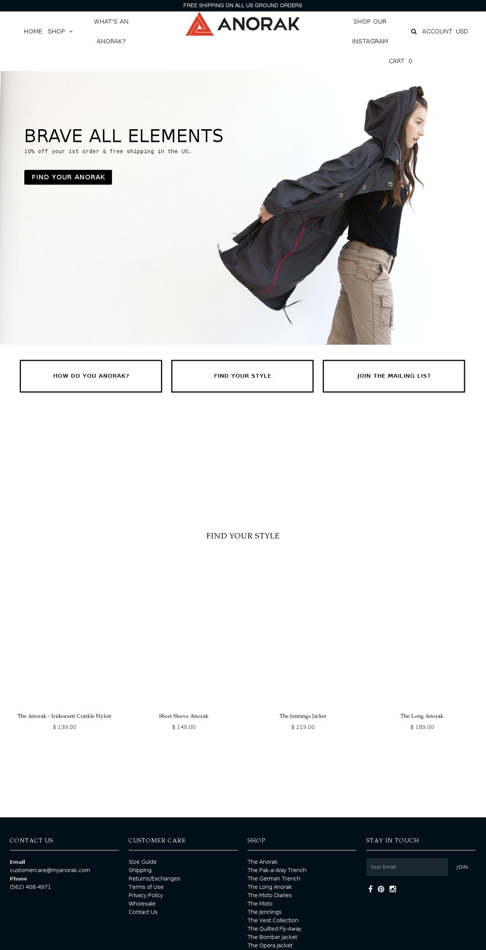 myanorak.com shopify website screenshot