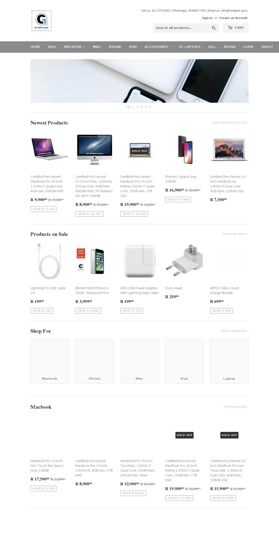 myappleguru.co.za shopify website screenshot