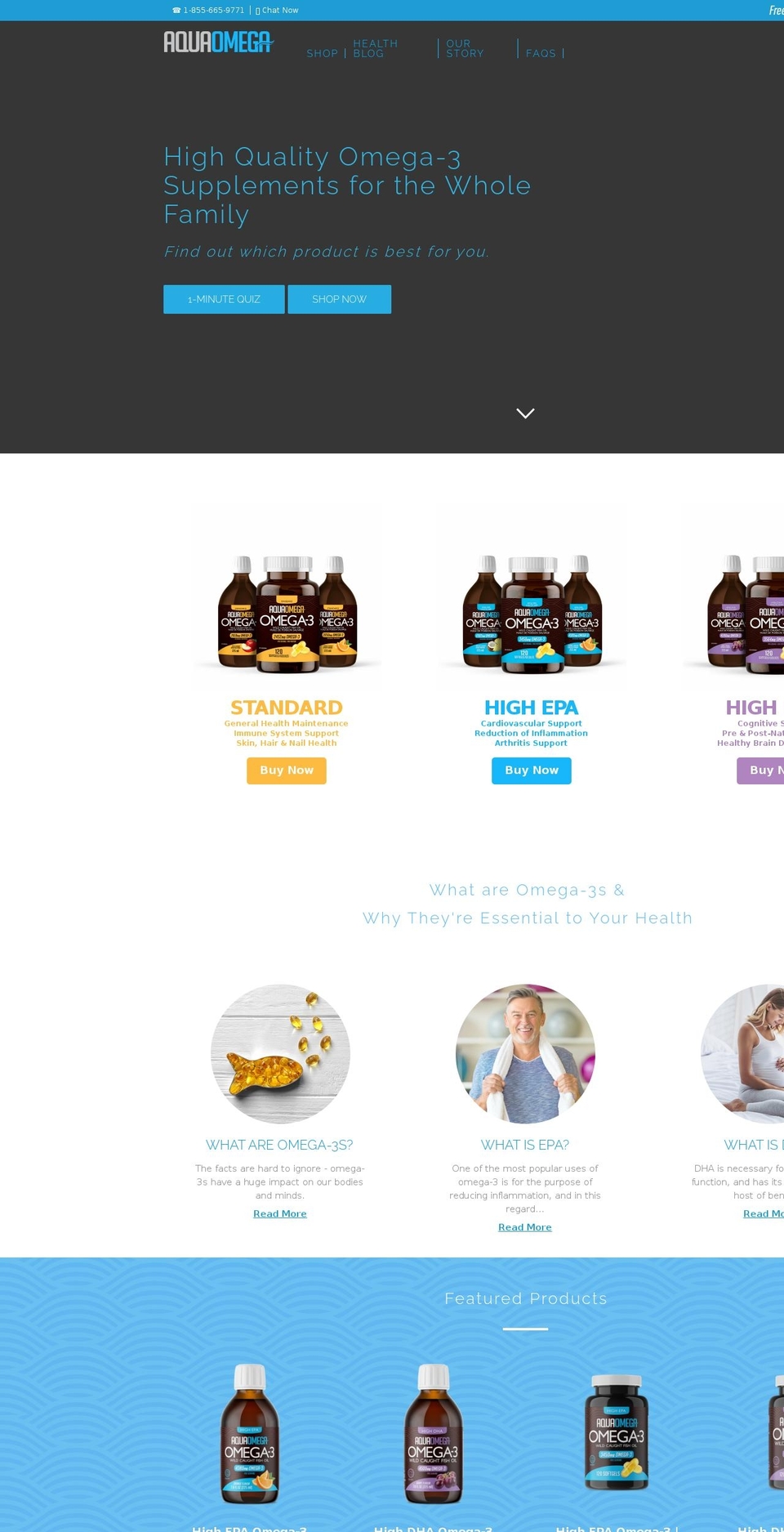 myaquaomega.com shopify website screenshot