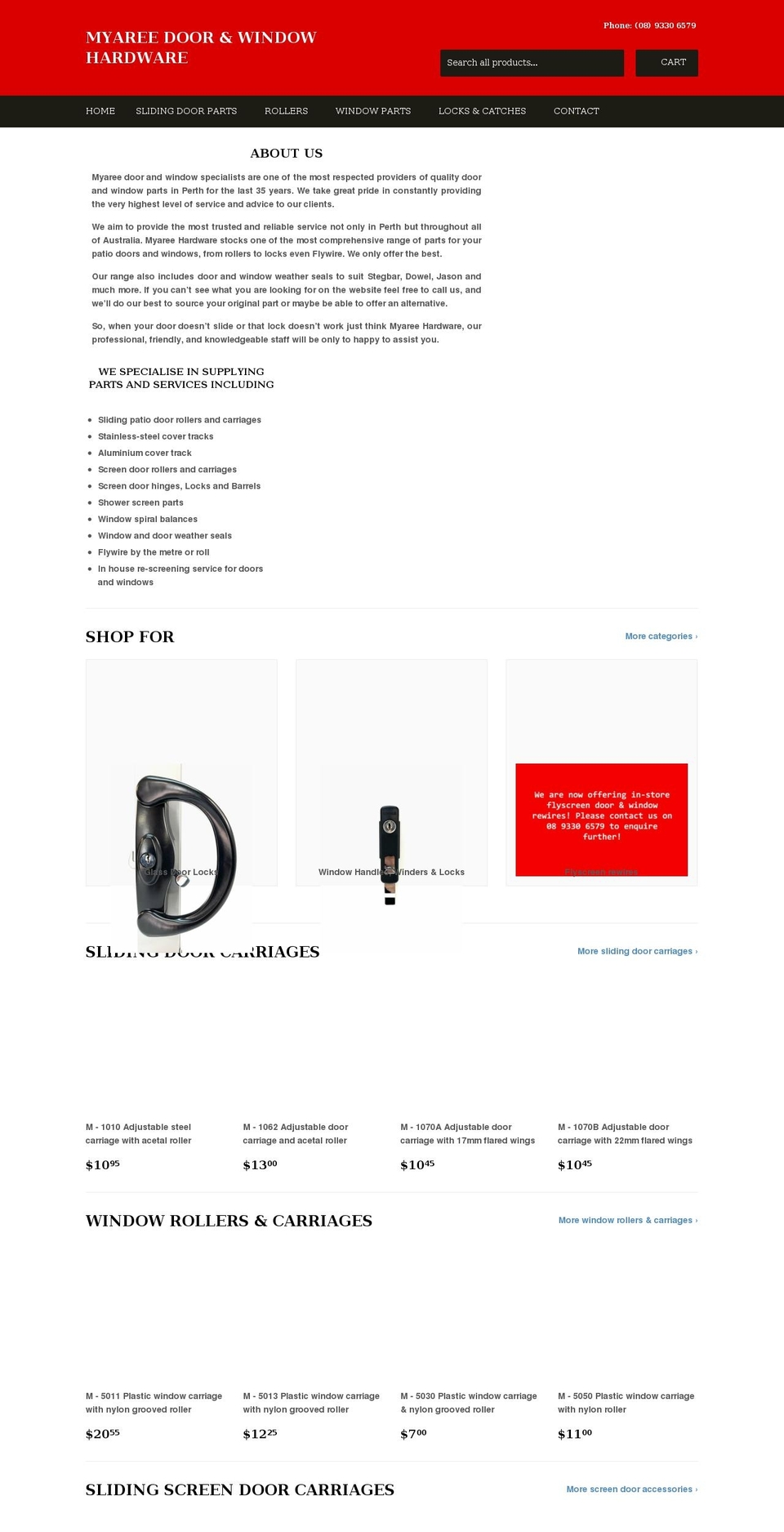myareehardware.com.au shopify website screenshot