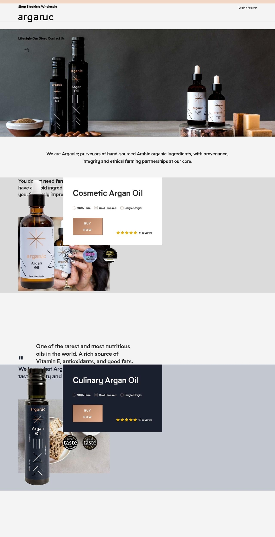 Arganic Experiments Shopify theme site example myarganic.info