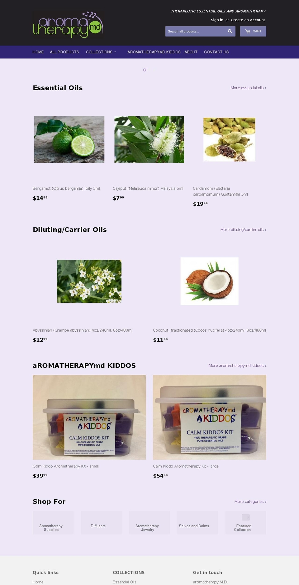 myaromatherapymd.com — Shopify storefront screenshot